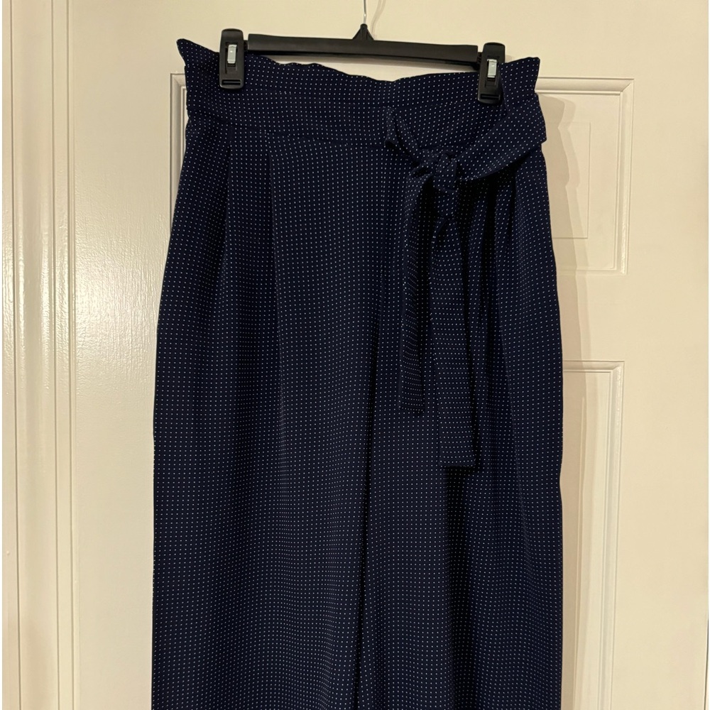 Anne Klein Ladies Navy Dotted Swiss Culotte Pants Size Medium - Bx2